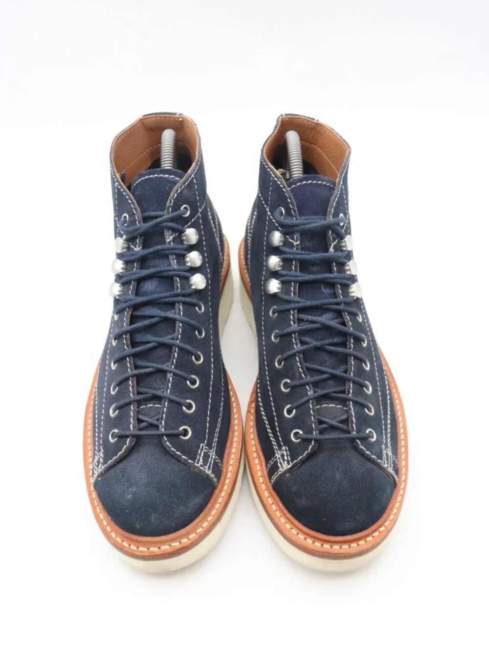 Grenson Andy Monkey Boots Men's Size UK 6 / US 7 Lace Up Blue Navy Suede Shoes